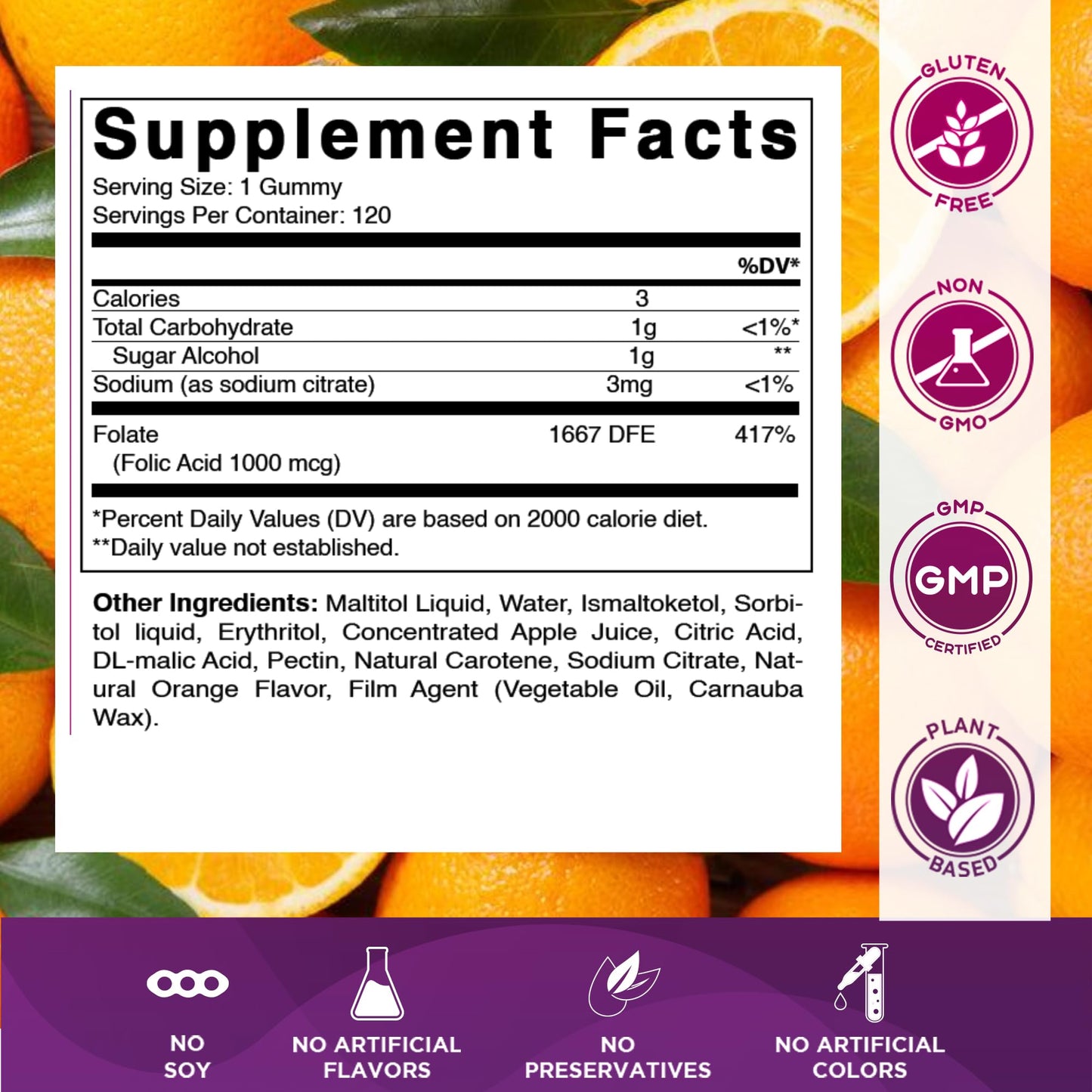 Vitamatic Folic Acid Gummies 1000 mcg - Prenatal Vegan Vitamin