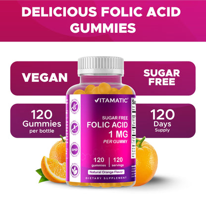 Vitamatic Folic Acid Gummies 1000 mcg - Prenatal Vegan Vitamin