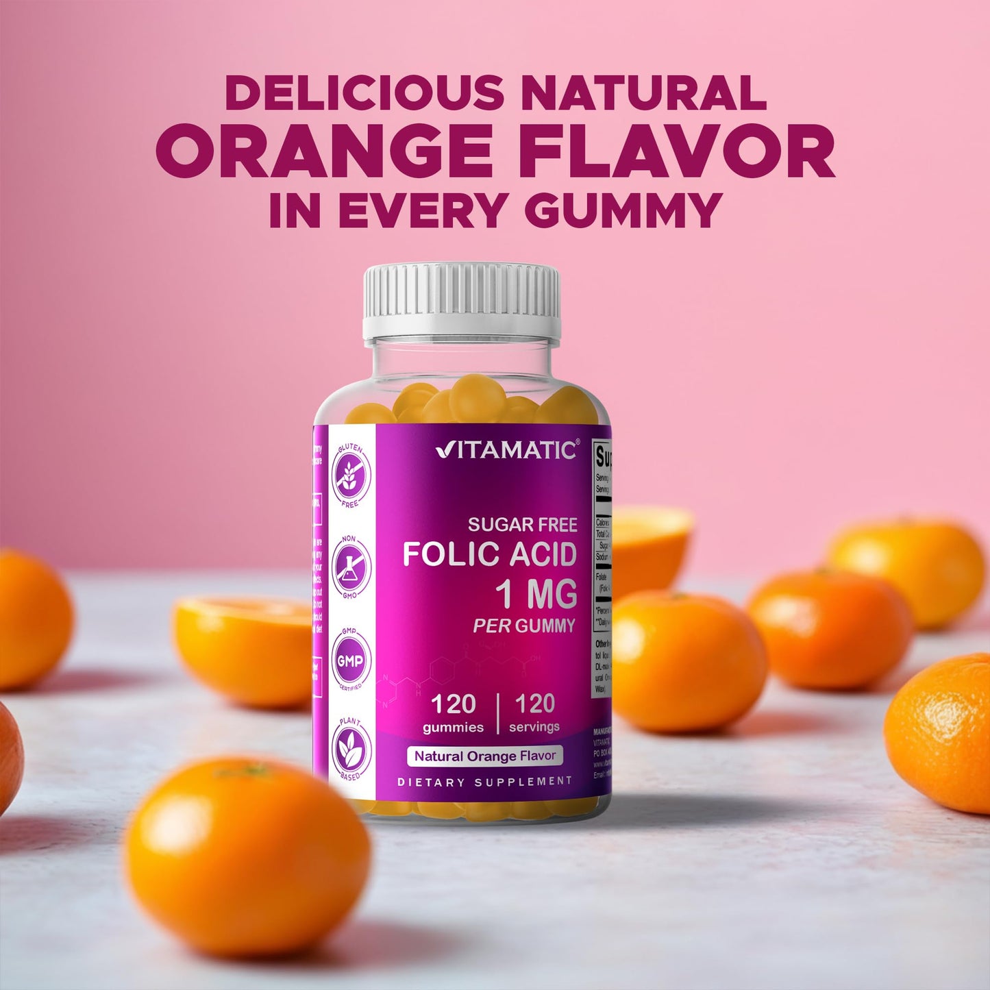Vitamatic Folic Acid Gummies 1000 mcg - Prenatal Vegan Vitamin