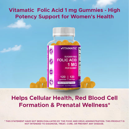 Vitamatic Folic Acid Gummies 1000 mcg - Prenatal Vegan Vitamin