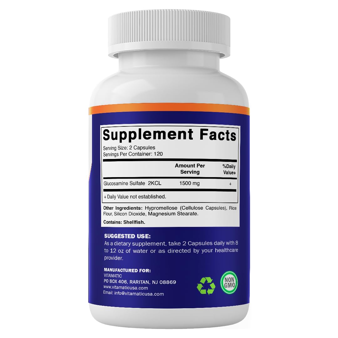 Vitamatic Glucosamine Sulfate 1500mg - 120 Servings, 240 Capsules