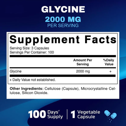 Vitamatic Glycine 2000mg – 300 Count, Non-GMO, Gluten Free (2 Pack)