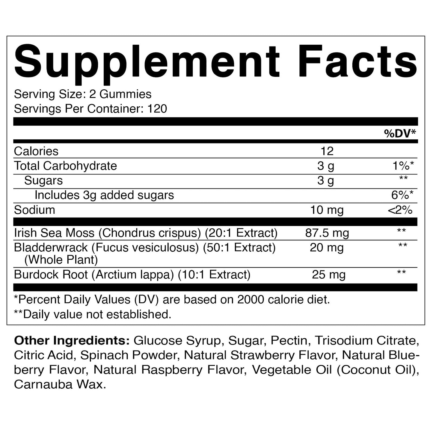 Vitamatic Irish Sea Moss Gummies mg - 240 Vegan Gummies - Made with Bladderwrack & Burdock Root - Seamoss Supplement - Gluten Free & Non-GMO