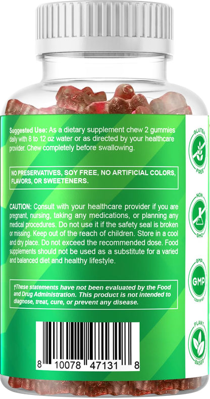 Vitamatic Irish Sea Moss Gummies – 60 Ct | 3000mg Equivalent Per Serving (from Extract 132.5mg) | Bladderwrack & Burdock Root