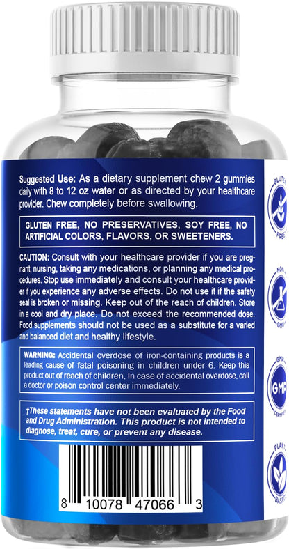 Vitamatic Iron Gummies – 20mg Iron + Vitamin C, Vegan Gummies, 60 Count (Pack of 2)