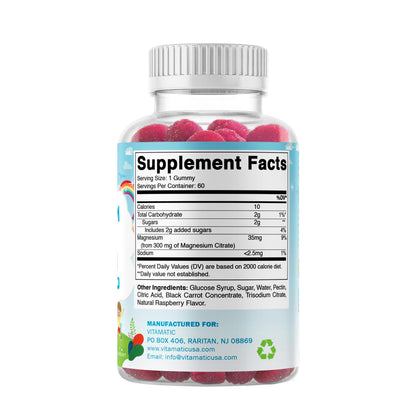 Vitamatic Kids Magnesium Calm Gummies - 60 Vegan Count (Pack of 2) | Great Tasting Support for Healthy Muscles, Bones & Energy