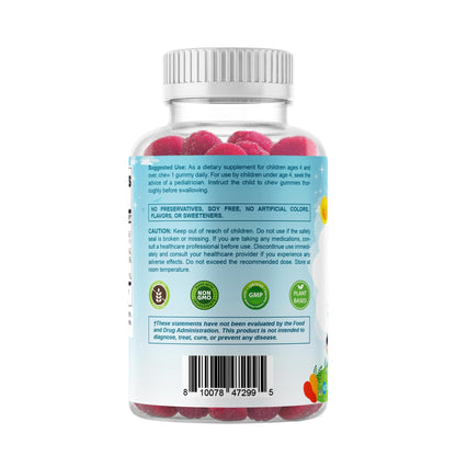 Vitamatic Kids Magnesium Calm Gummies - 60-Count Vegan, Raspberry Flavor | Muscle, Bone & Energy Support