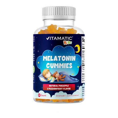 Vitamatic Sugar Free Kids Melatonin 1mg Gummies – Pineapple & Passionfruit, 90 Gummies (90 Days Supply)