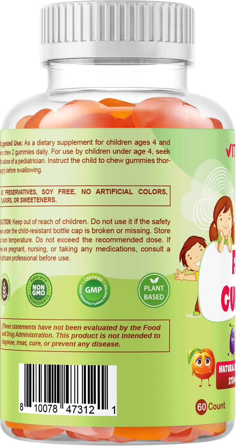 Vitamatic Kids Prebiotic Fiber Gummies – 4g Fiber, Zero Sugar, Pack of 2