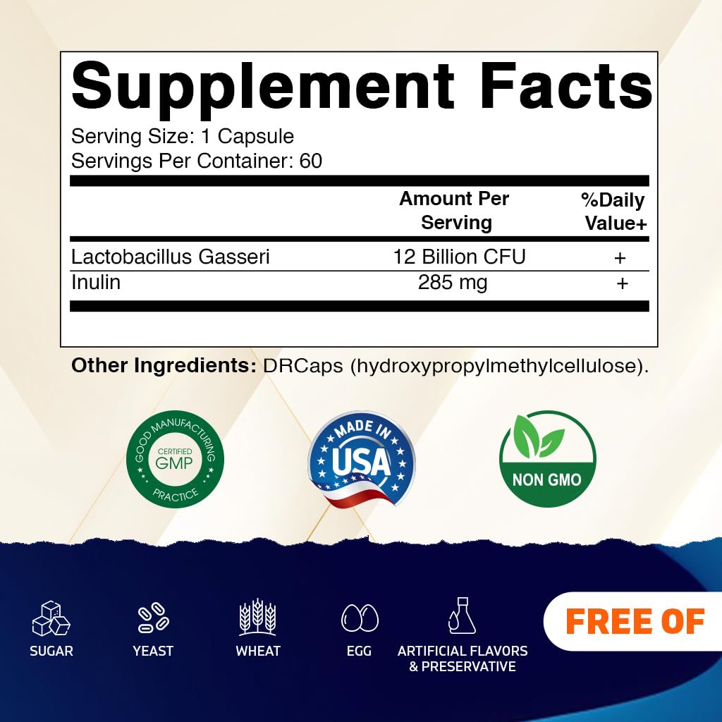 Vitamatic Lactobacillus Gasseri – 12B CFU DR Capsule, 60 Count, Digestive Support