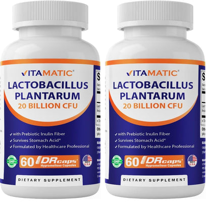 Vitamatic Lactobacillus Plantarum 20B CFU DR Capsule 60 Count Pack of 2