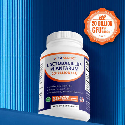 Vitamatic Lactobacillus Plantarum 20B CFU DR Capsule 60 Count Pack of 2