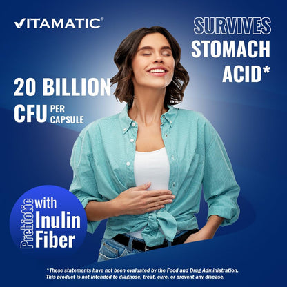 Vitamatic Lactobacillus Plantarum – 20B CFU DR Capsules – 60 Count (2-Pack)