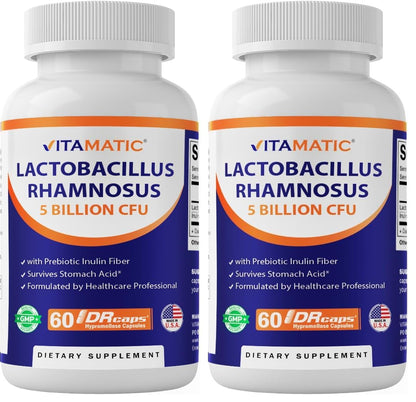 Vitamatic Lactobacillus Rhamnosus 5B/10B - 60 Count (Pack of 2) | Digestive & Immune Support