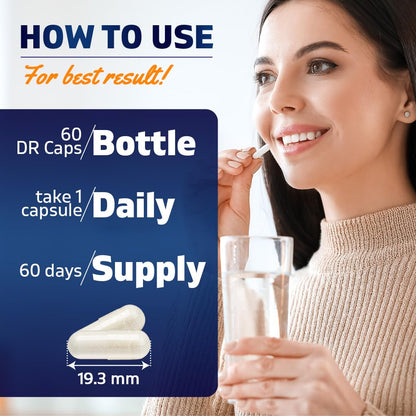 Vitamatic Lactobacillus Salivarius 2 Billion per DR Capsule - 60 Count - Digestive Support - Made with Prebiotic Inulin Fiber (3 Bottles)