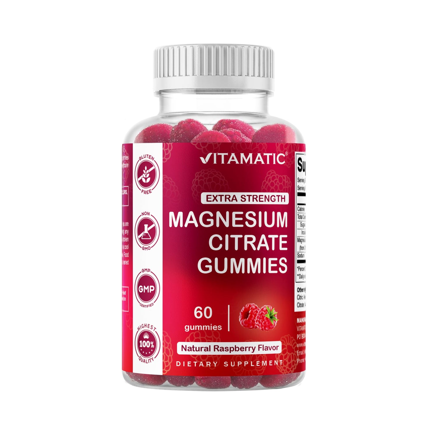 Vitamatic Magnesium Gummies – 255 mg Elemental Mg, 60 Vegan Gummies
