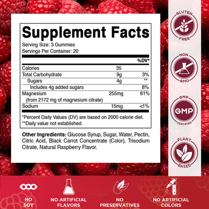 Vitamatic Magnesium Gummies – 255 mg Elemental Mg, 60 Vegan Gummies