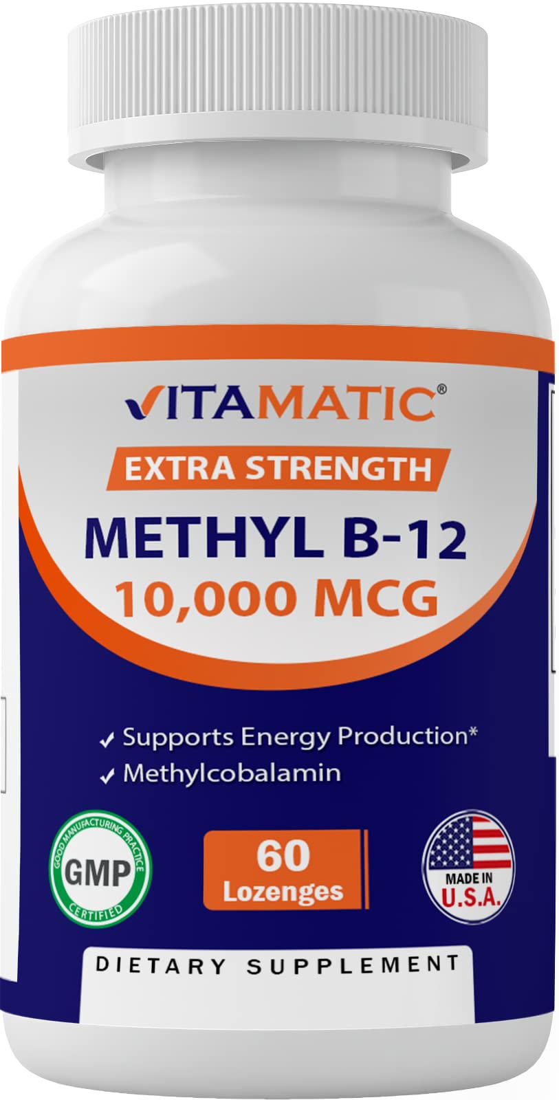 Vitamatic Methyl B12 10,000 mcg – 60 Lozenges | Energy & Nerve Health