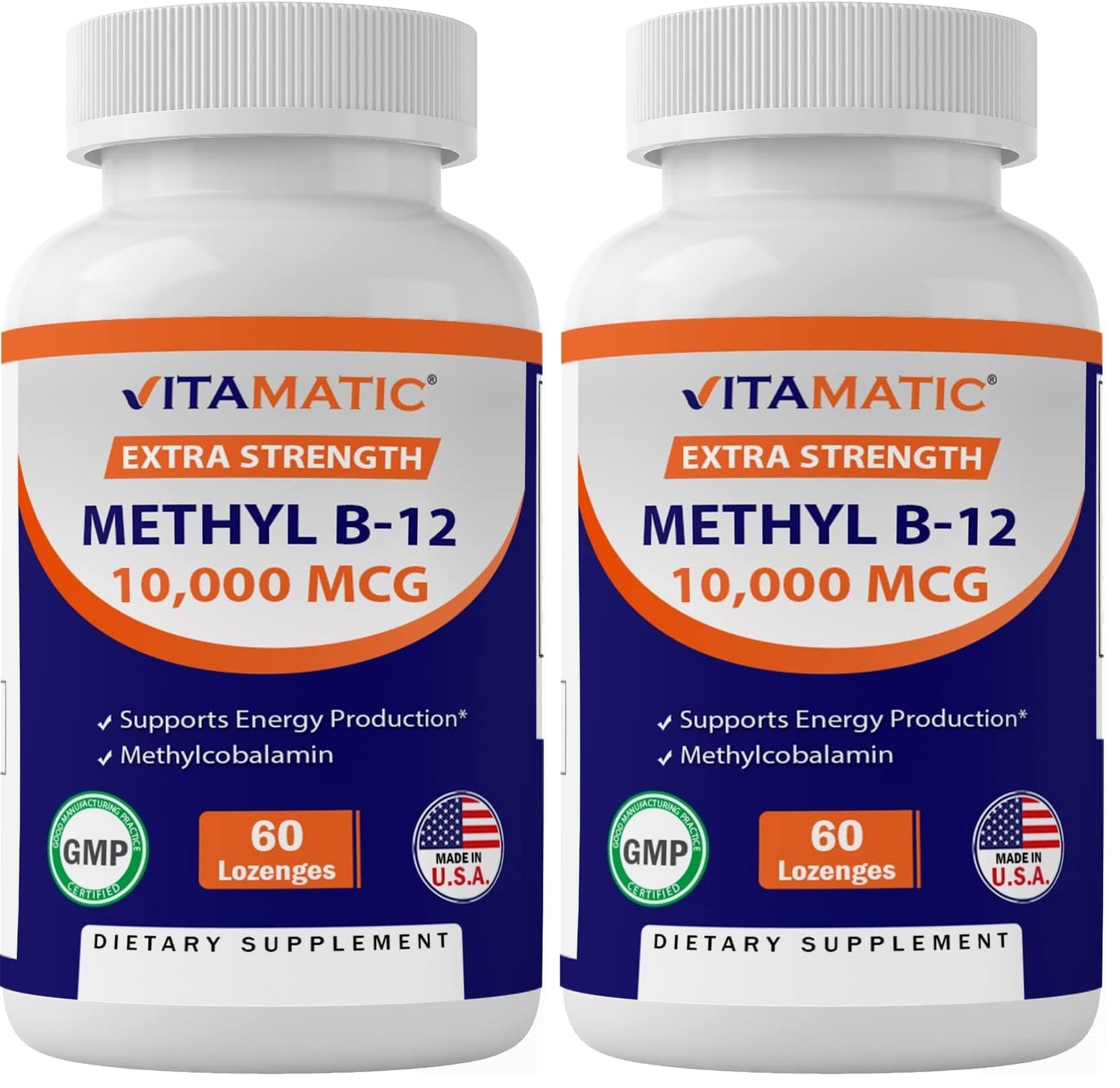 Vitamatic Methyl B12 (Methylcobalamin) 10,000 mcg – 60 Lozenges | Pack of 2 | Energy & Nerve Health