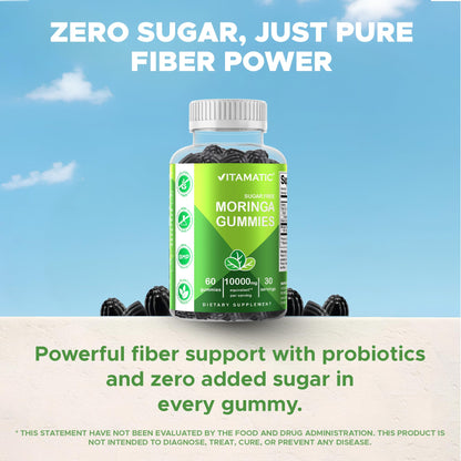 Vitamatic 2 Packs Sugar Free Moringa Gummies – 10,000 mg/Serving, Pectin-Based