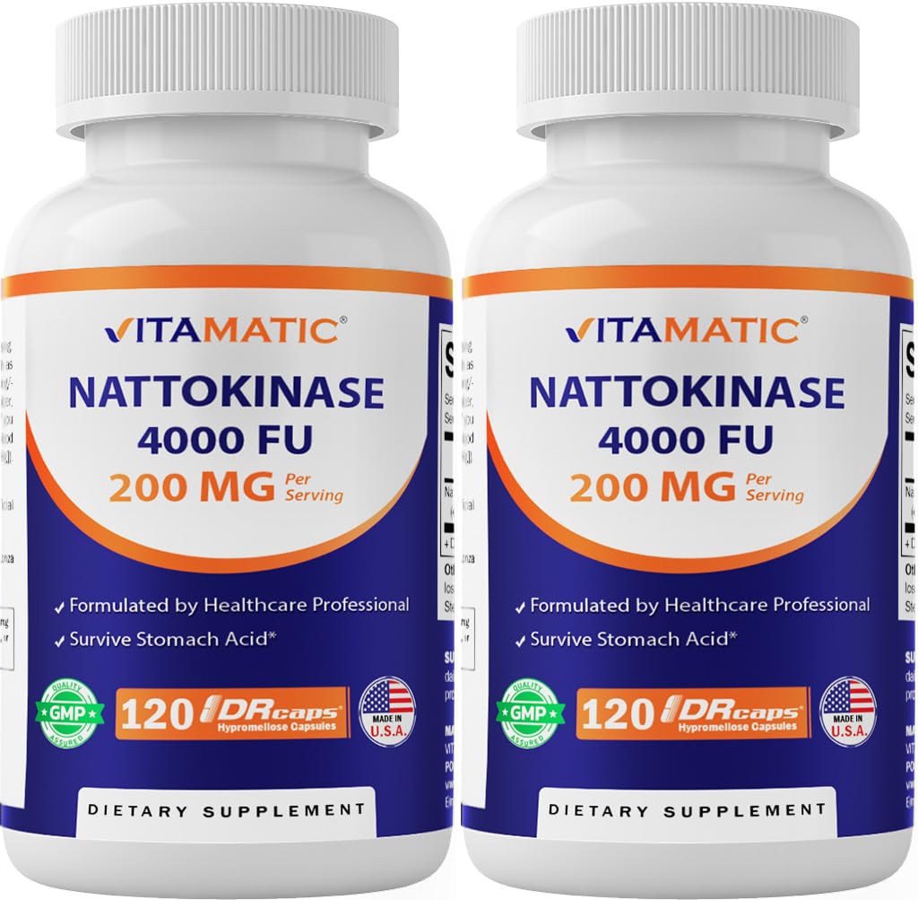 Vitamatic Nattokinase 2 Packs - 4,000 FU, Delayed Release | Made in USA