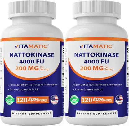 Vitamatic Nattokinase 2 Packs - 4,000 FU, Delayed Release | Made in USA