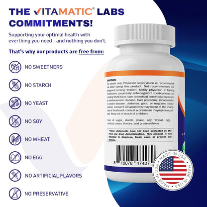 Vitamatic Niacin 500mg – Sustained Release (240 Tablets Pack of 2) Non-GMO & Gluten Free