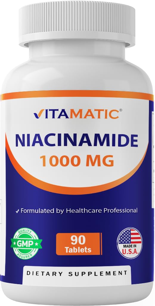 Vitamatic Niacinamide 1000 mg - 90 Tablets | Flush-Free Vitamin B3 for Energy Production
