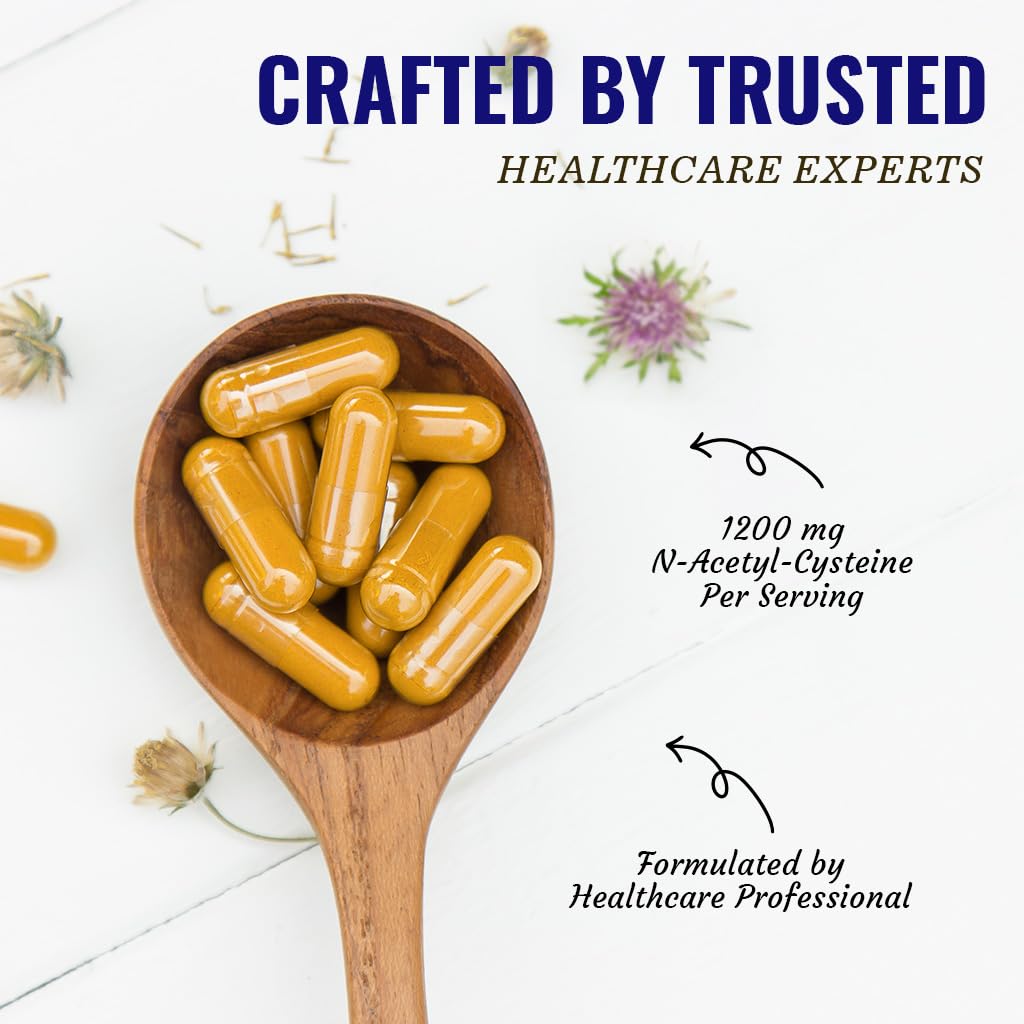Vitamatic NAC Supplement with Milk Thistle 50:1 Extract - 1200 mg NAC, 120 Veg Capsules - Immune, Respiratory & Liver Support - 2 Pack