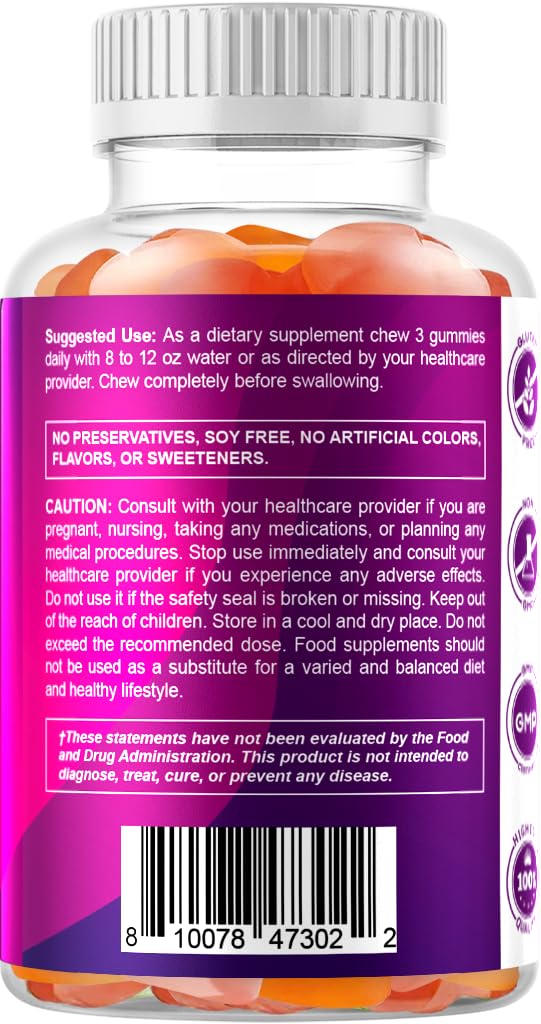 Vitamatic Prebiotic Fiber Gummies – 7g Fiber per Serving, 60 Pectin-Based, Vegan & Gluten-Free