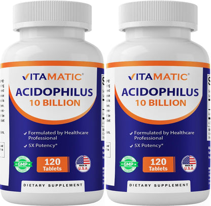 Vitamatic Probiotic 240 Tablets – 10B CFU Acidophilus, 5X Potency
