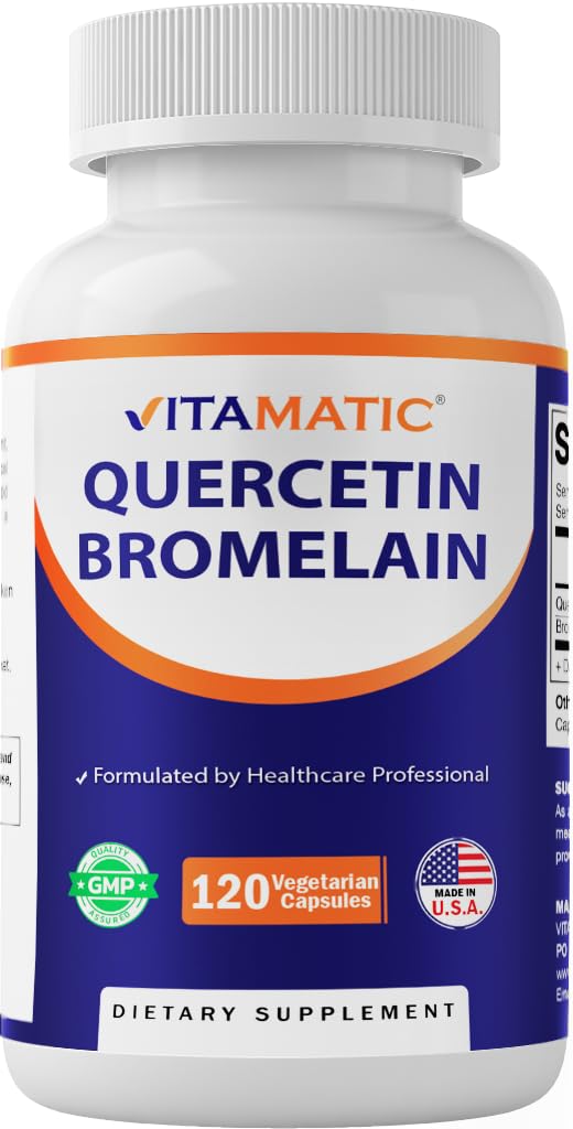 Vitamatic Quercetin with Bromelain – 120 Vegetarian Capsules | Non-GMO & Gluten Free