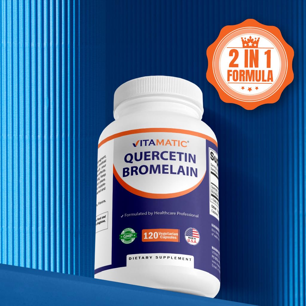 Vitamatic Quercetin with Bromelain – 120 Vegetarian Capsules | Non-GMO & Gluten Free