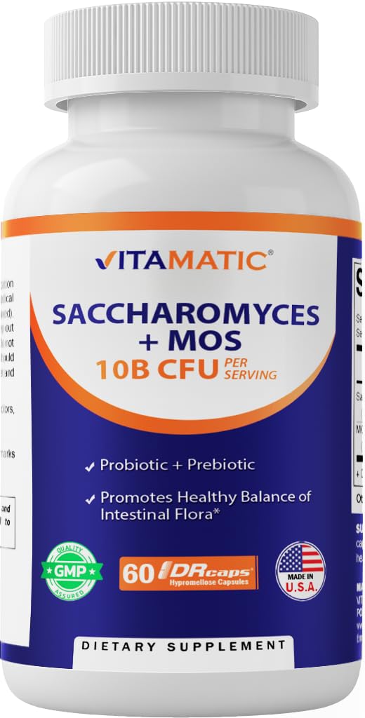 Vitamatic Saccharomyces Boulardii Probiotic 10B CFU – 60 DR Capsules – Made in USA