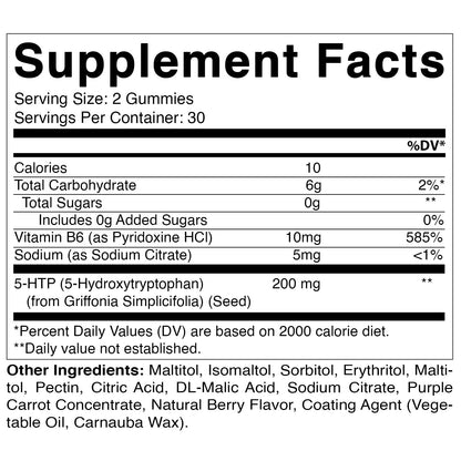 Vitamatic Sugar Free 5-HTP Gummies with B6 - 60 Gummies per Pack (Pack of 2)
