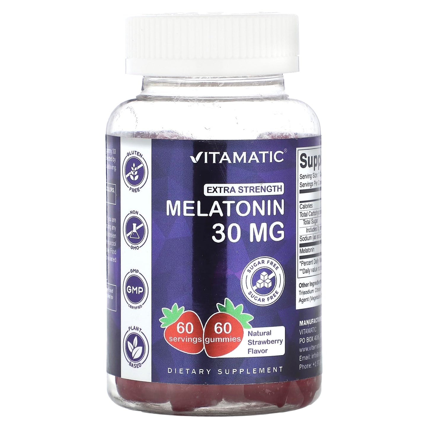 Vitamatic Sugar Free Melatonin Gummies 30mg per Gummy - 60 Servings