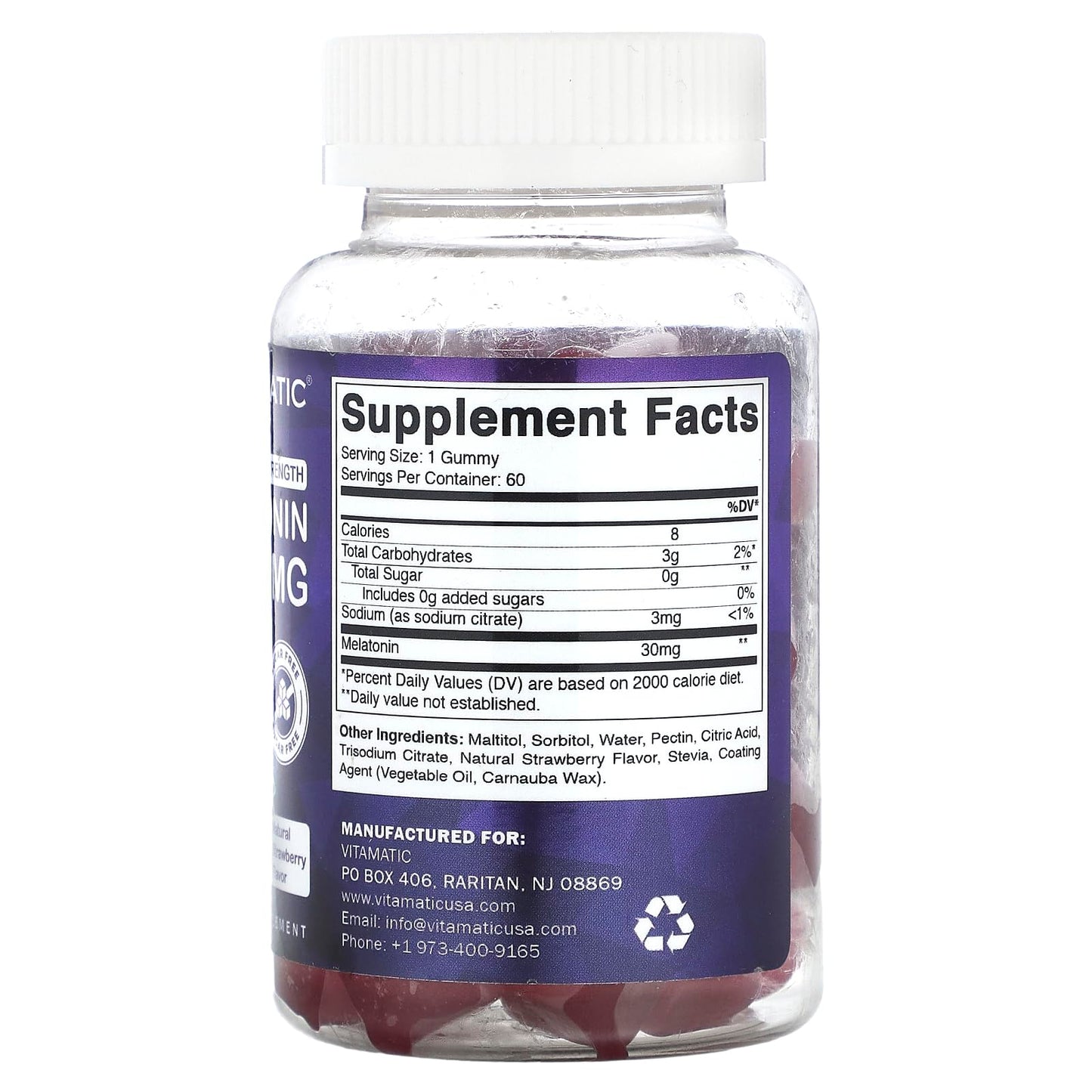 Vitamatic Sugar Free Melatonin Gummies 30mg per Gummy - 60 Servings
