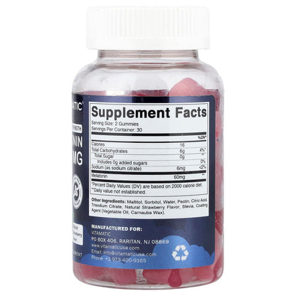 Vitamatic Sugar Free Melatonin Gummies - 60 mg, 60 Vegan Gummies