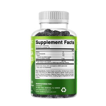 Vitamatic Sugar Free Moringa Gummies – 10,000 mg per Serving (50:1 Extract) | 60 Vegan Gummies | No Sugar Added