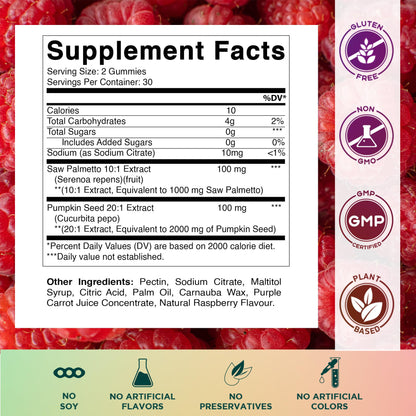 Vitamatic Sugar-Free Saw Palmetto with Pumpkin Seed – 3000 mg Equivalent per Serving | 60 Gummies