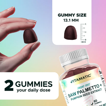 Vitamatic Sugar-Free Saw Palmetto with Pumpkin Seed – 3000 mg Equivalent per Serving | 60 Gummies