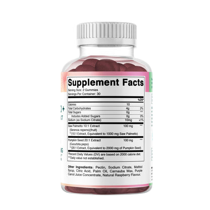 Vitamatic Sugar-Free Saw Palmetto with Pumpkin Seed – 3000 mg Equivalent per Serving | 60 Gummies