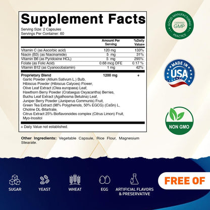Vitamatic Tinnitus Relief Support – 120 Veggie Capsules | 1200 mg per Serving | Ear Health, Non-GMO, Gluten-Free