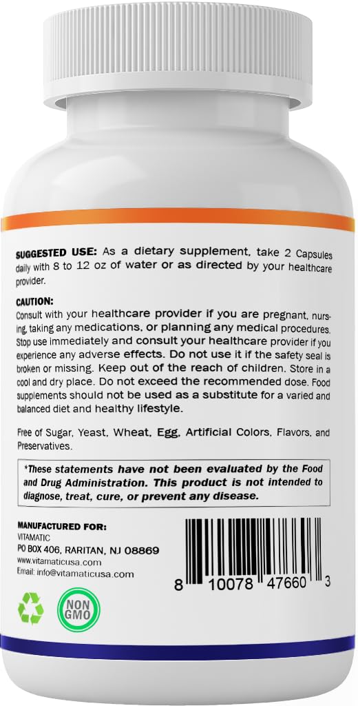 Vitamatic Tinnitus Relief Support – 120 Veggie Capsules | 1200 mg per Serving | Ear Health, Non-GMO, Gluten-Free