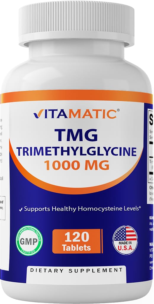Vitamatic TMG 1000mg – Trimethylglycine (Betaine Anhydrous) | 120 Tablets, 120 Servings – Non-GMO & Gluten Free