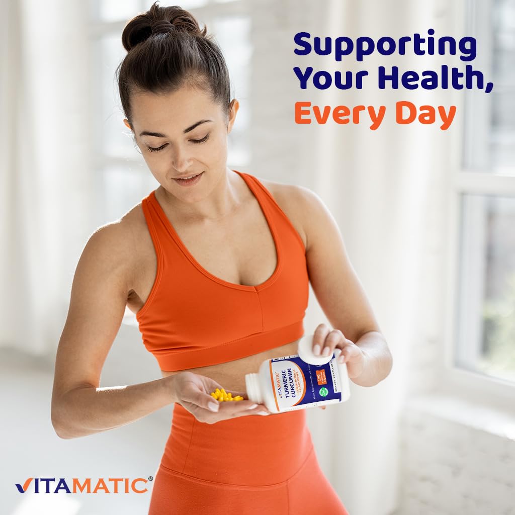 Vitamatic Turmeric Curcumin Supplement – 10:1, 3000 mg/Serving, 95% Curcuminoids, Black Pepper, Ginger, Moringa | 120 Veg Capsules