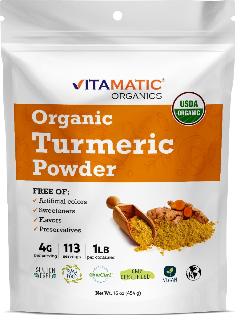 Vitamatic Organic Turmeric Powder – 1 lb (16 oz) | USDA Certified