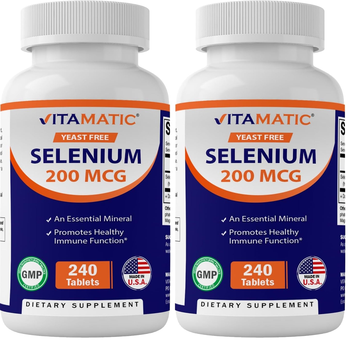 Vitamatic Yeast Free Selenium 200mcg – Selenomethionine Supplement, 240 Tablets (Pack of 2)