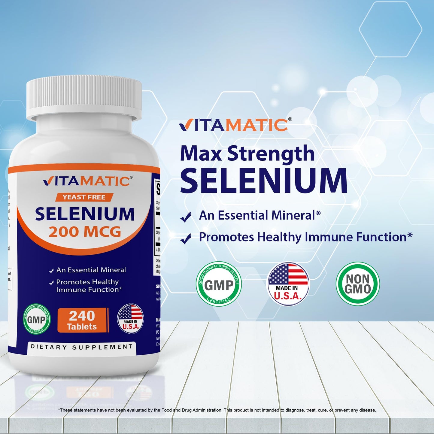 Vitamatic Yeast Free Selenium 200mcg – Selenomethionine Supplement, 240 Tablets (Pack of 2)