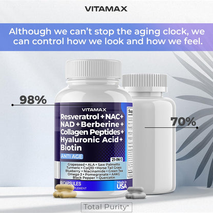 Vitamax 21-in-1 Age Smart NAD+ Resveratrol Berberine – Made in USA